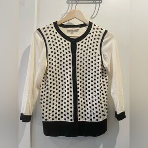 LOFT Black and White Polka Dot Cardigan